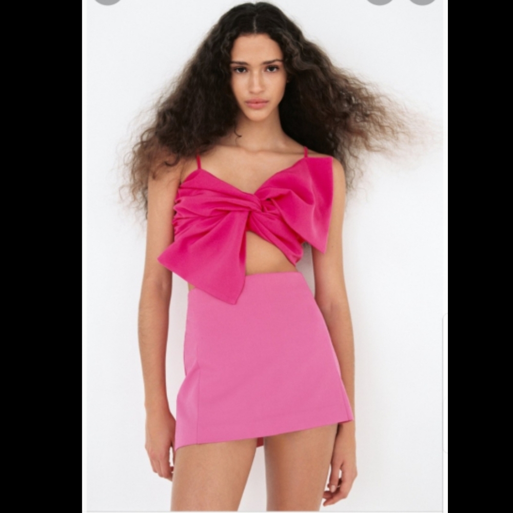 Zara high waisted mini skirt strawberry bubblegum pink sz Small